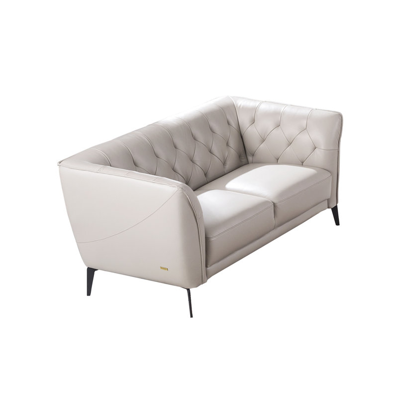 Canapé à accoudoirs évasés en cuir 76,5 po Bustleton, Cuir fumé assorti