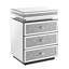 Table de chevet 3 tiroirs avec miroir, table de chambre en incrustation de cristal argenté, look moderne, l 13,8 po x L 17,7 po H 23,6 po
