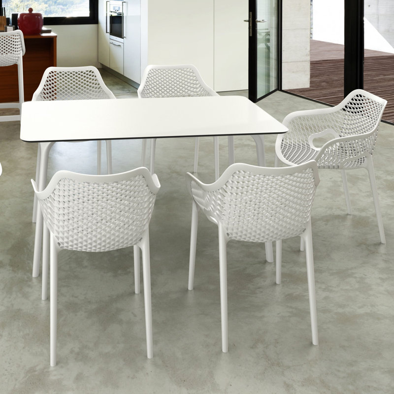 Burt Rectangular Outdoor Dining Table , 55'' in. W 30'' in. D, White