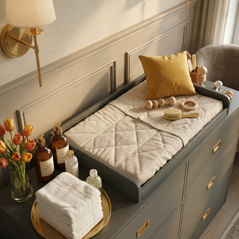 Sola Changing Table Dresser, Gray