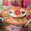 6 Round Placemats Blumen Orange