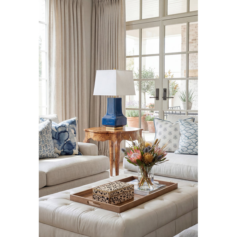 Malone Ceramic Table Lamp, Cadet Blue Glaze
