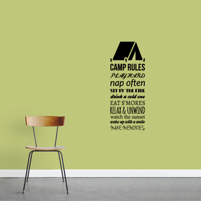 Décalcomanie murale camp rules