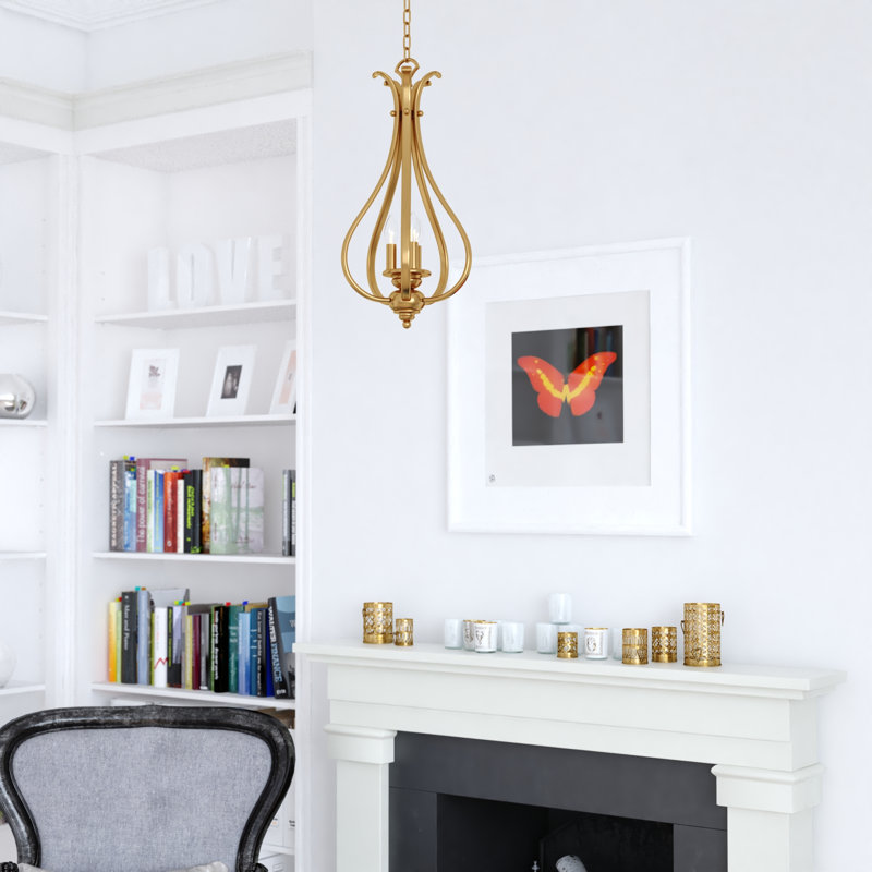 Macalla 3-Light Dimmable Teardrop Lantern Chandelier, Brushed Nickel
