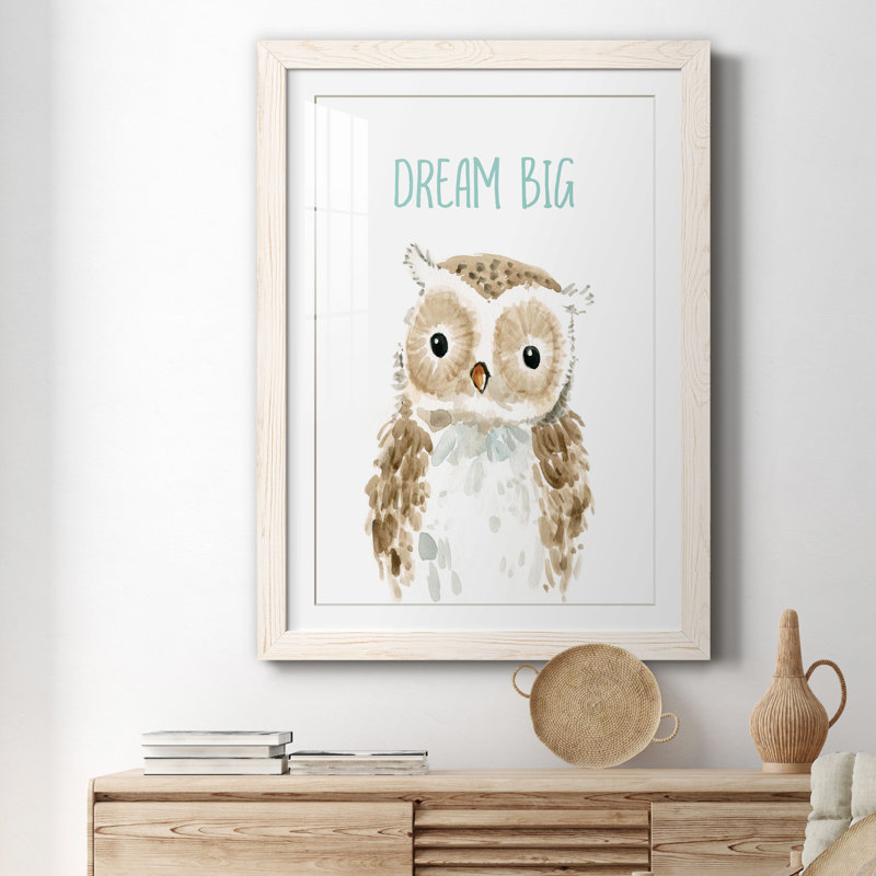 Dream Big Owl - cadre photo, H 37,5 po x l 27,5 po x P 1,5 po, Toile blanche encadrée