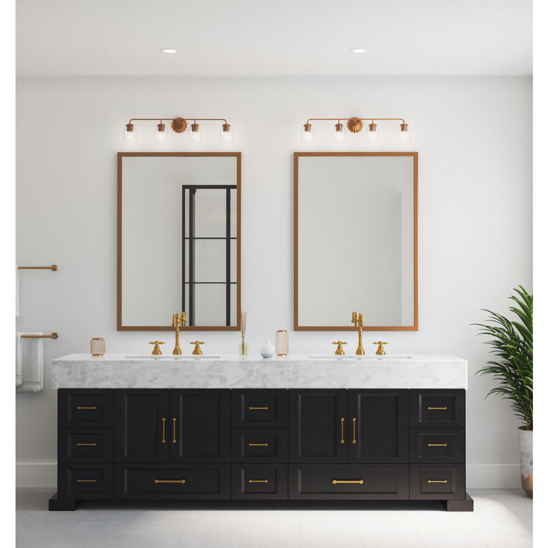 Quillan Gold Ombre 4-Light Vanity Light with Clear Glass Shades