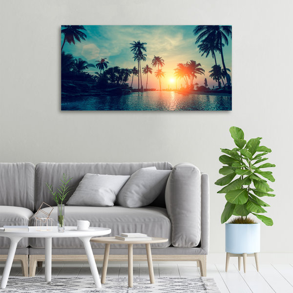 SWECOMZE 3er Poster Set Wohnzimmer - Bilder Deko Schlafzimmer - Sonnenuntergang Strand Stilvolle Wandbilder - Ohne Bilderrahmen (40 X 50 Cm