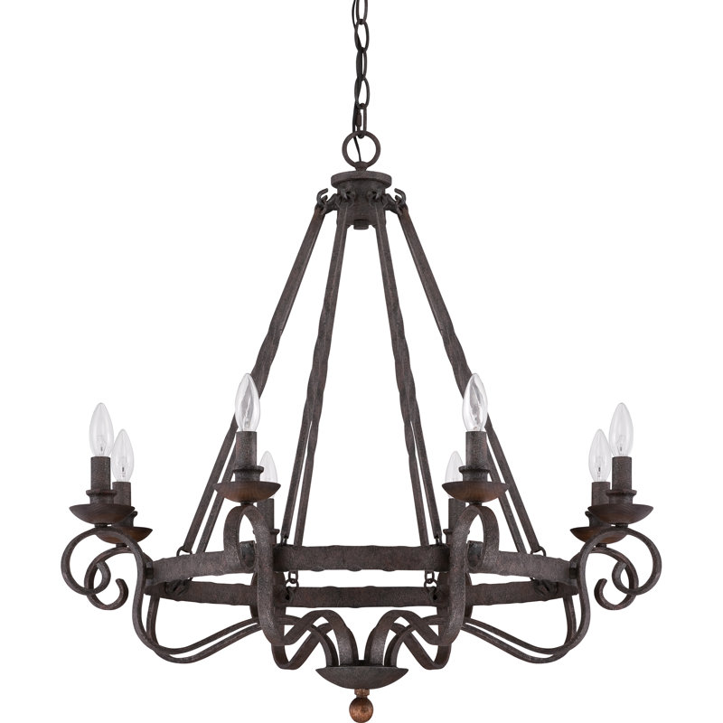 Ashle 8 - Light Dimmable Wagon Wheel Chandelier
