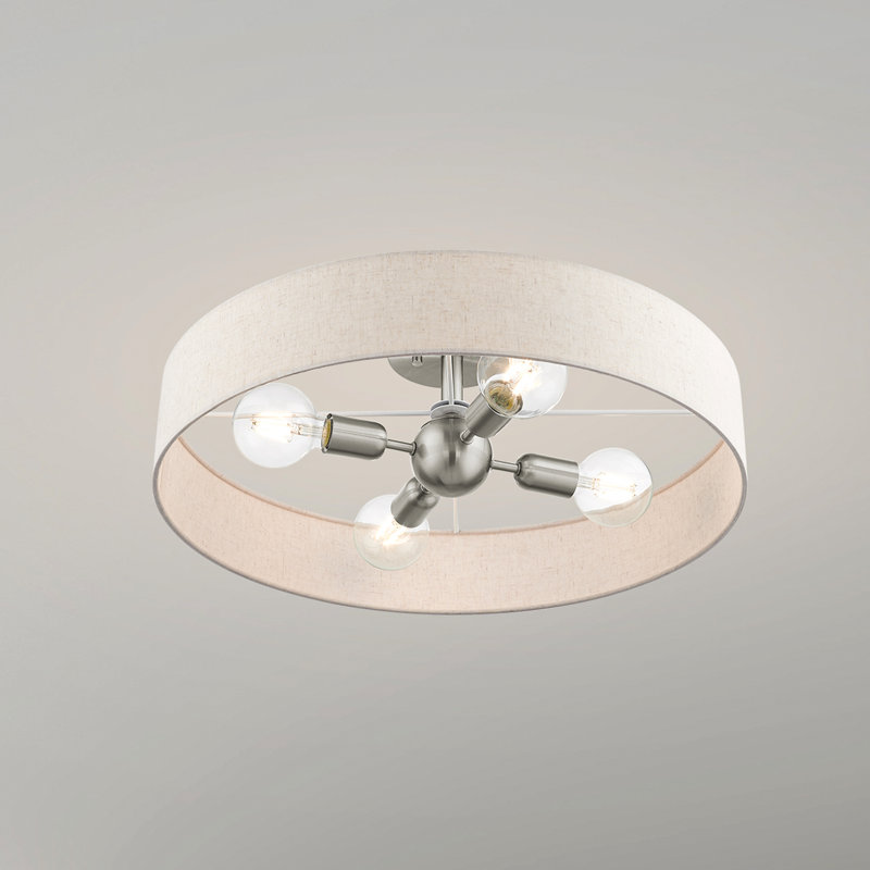 Ashtun Fabric Semi Flush Mount, Brushed Nickel