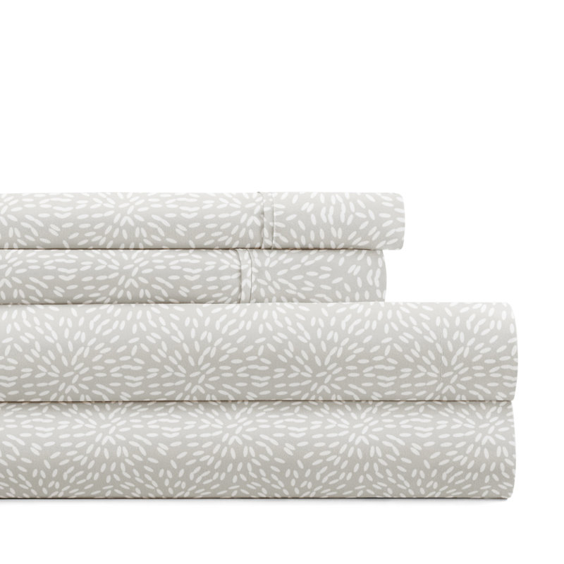 Twin Light Gray Floral Organic Microfiber Sheet Set