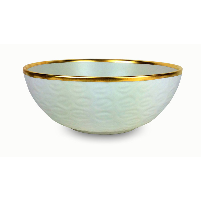 Truro Handmade Porcelain Serving Bowl, Gold/Green, 8.25” x 3.5”