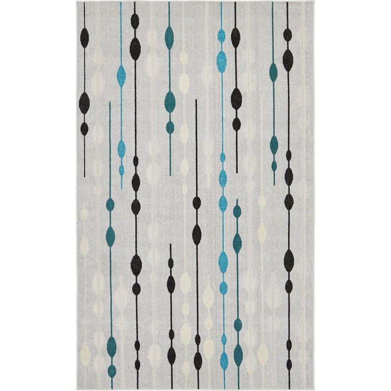 Tapis intérieur / extérieur argenté Alaina, Rectangle 5 pi 1 po x 8 pi