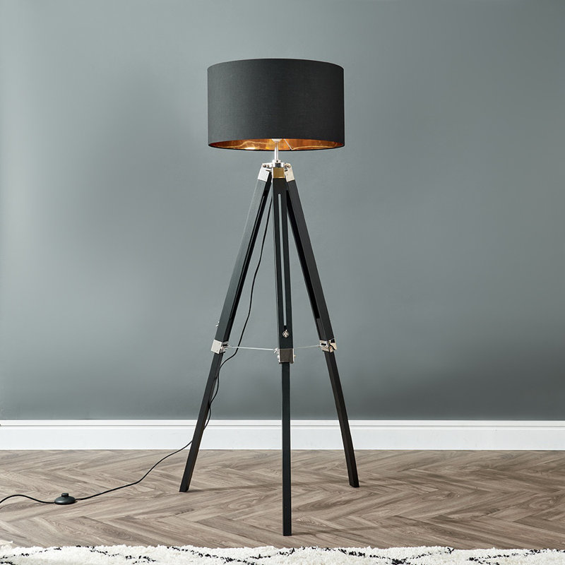 Netherby 155cm Tripod Floor Lamp, Black, Black
