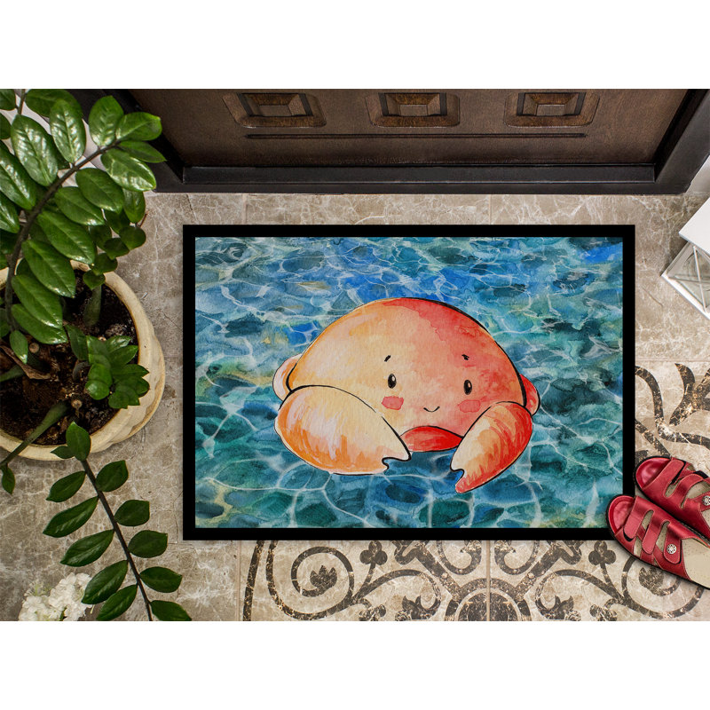 Tapis de porte d’extérieur anti-dérapant crabe, Rectangle 1 pi 6 po x 2 pi 3 po