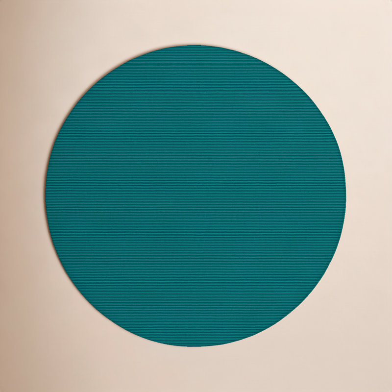 Tapis bleu sarcelle en laine tissé à la main Americus, Rond 9 pi 9 po