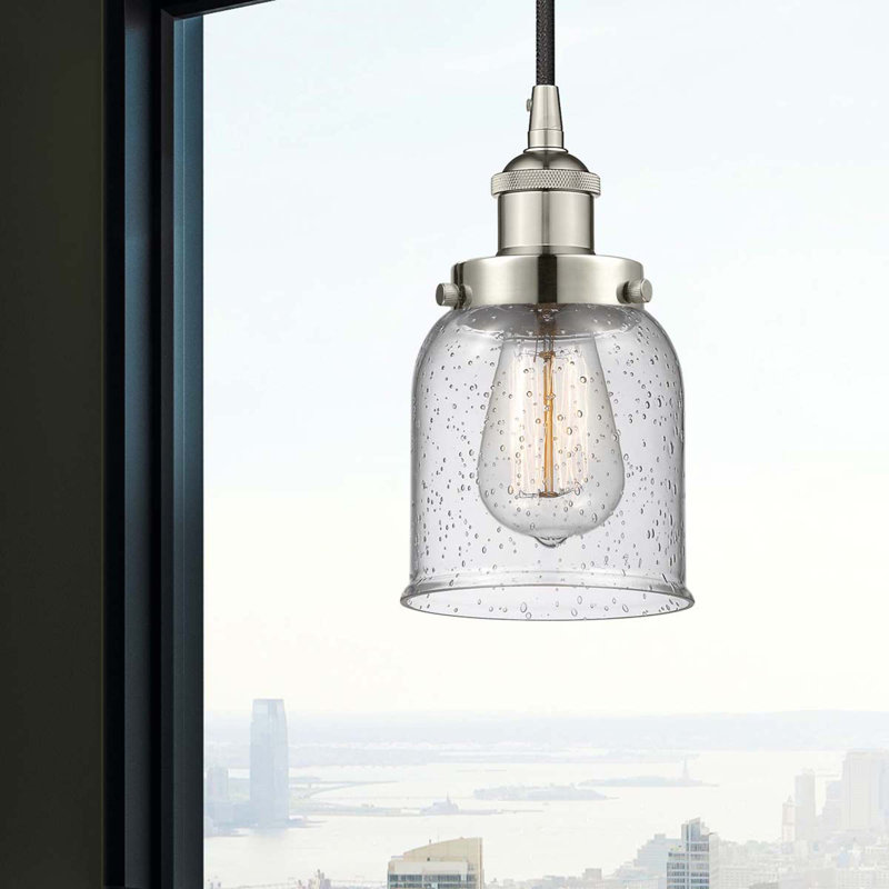 Luminaire suspendu en forme de cloche à 1 lumière Bucks, H 9,5 po x l 5 po x P 5 po, Nickel poli
