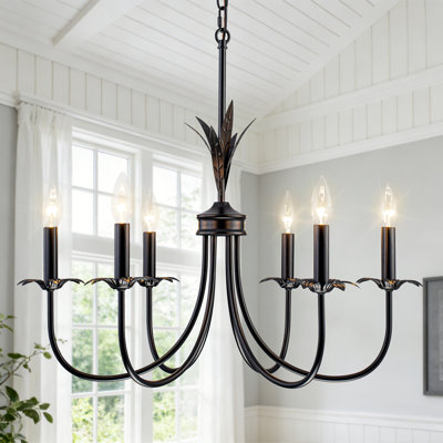 6-Light Dimmable Classic/Traditional Chandelier, Candle-Style Light Fixture For Dining Room & Entryway