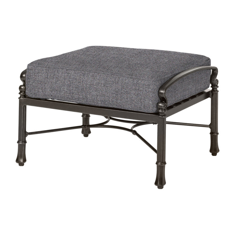 Bella Vista Outdoor Ottoman, Cast Slate Sunbrella® Plainweave, Midnight Gold