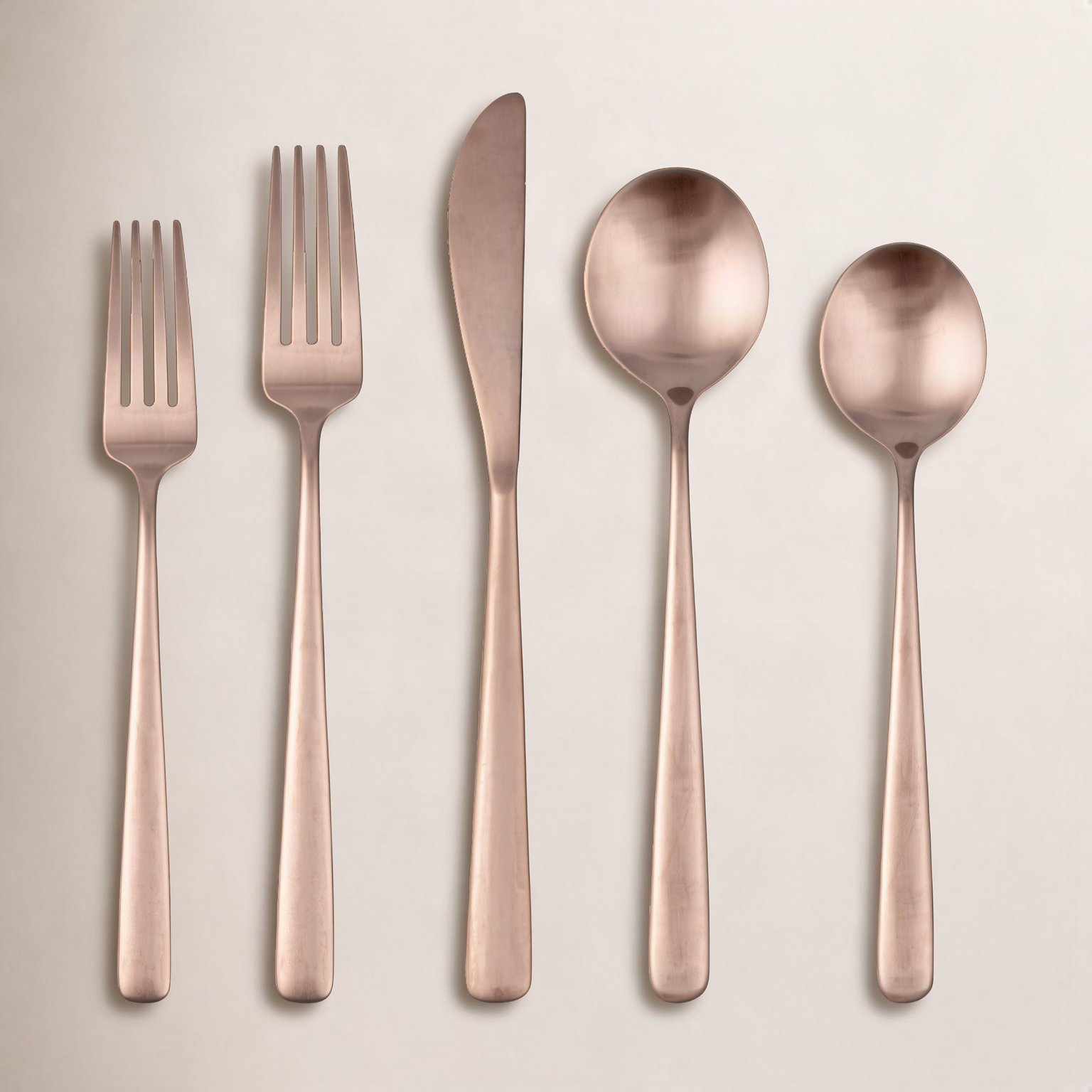 Terri Stainless Steel Flatware - Set of 20, Copper Satin