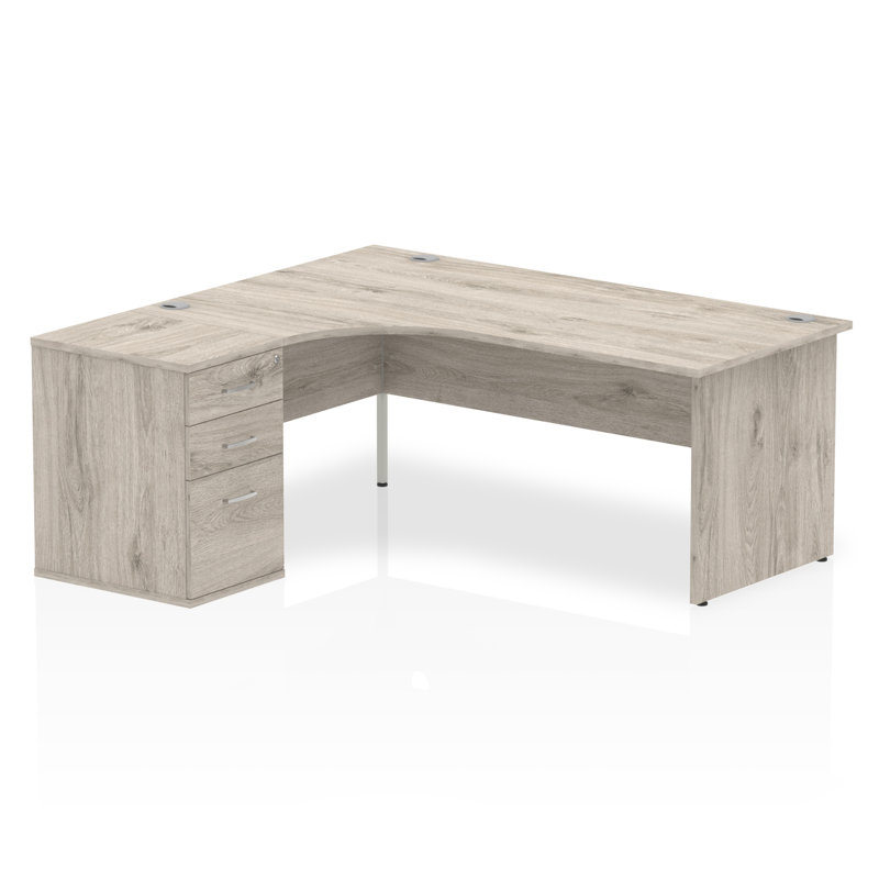 Zetta Solid Wood Base Executive Desk, Left, 73 cm H x 180 cm W x 80 cm D