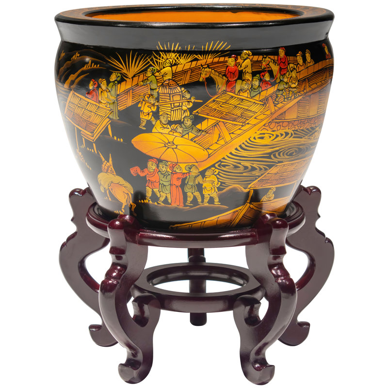 Pot à fleurs en céramique Abiela, H 13,5 po x l 16,5 po x P 16,5 po