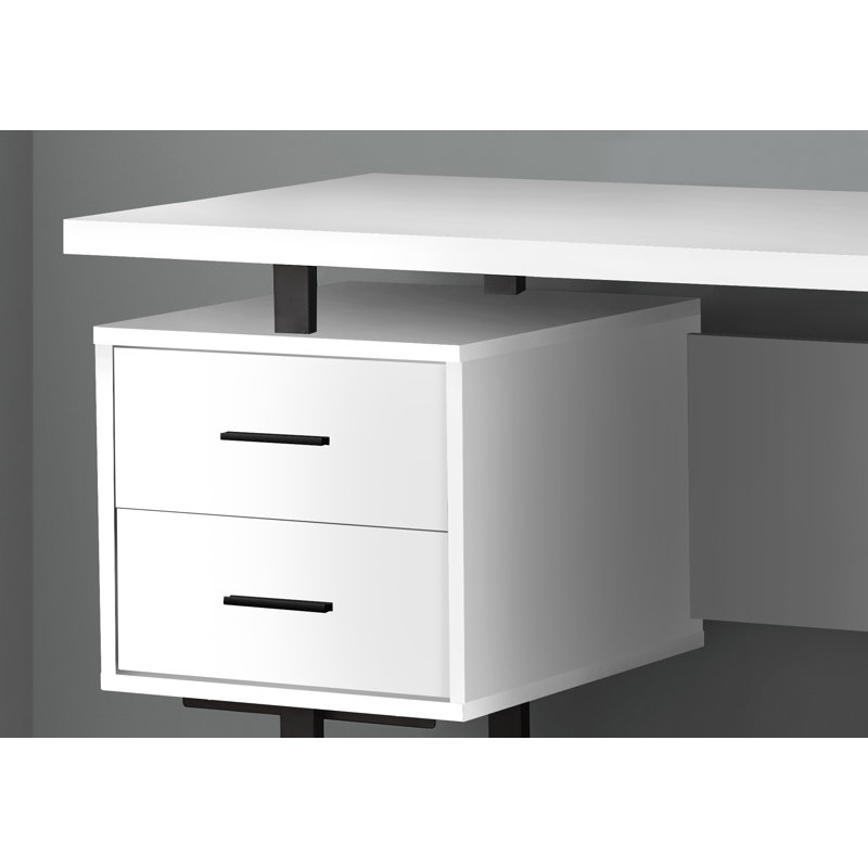 Jazarian Computer Desk, Home Office, Laptop, Left, Right Set-up, Storage Drawers, Work, Black Duplicate, White Duplicate
