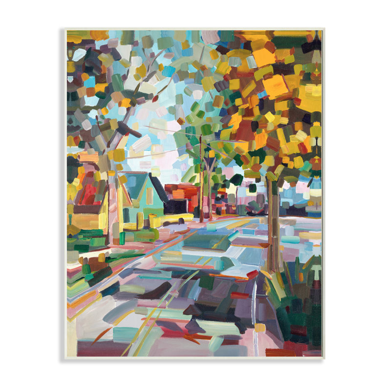 " Geometric New England Fall Scene ", 15" H x 10" W x 0.5" D, Wall Plaque
