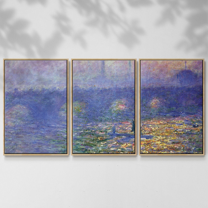 Waterloo Waterloo par Monet, 3 pièces, H 40 po x l 78 po x P 2 po, Naturel