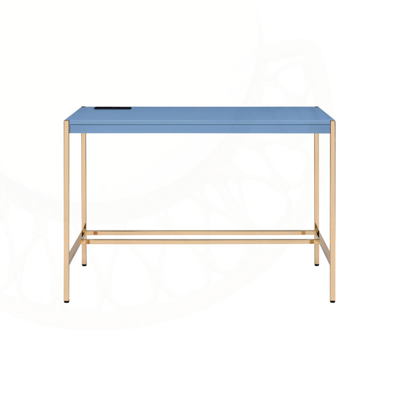 Navy Blue and Gold Writing Mata with USB Ports, Stylish and Functional for Modern Home Office Setup., Navy Blue
