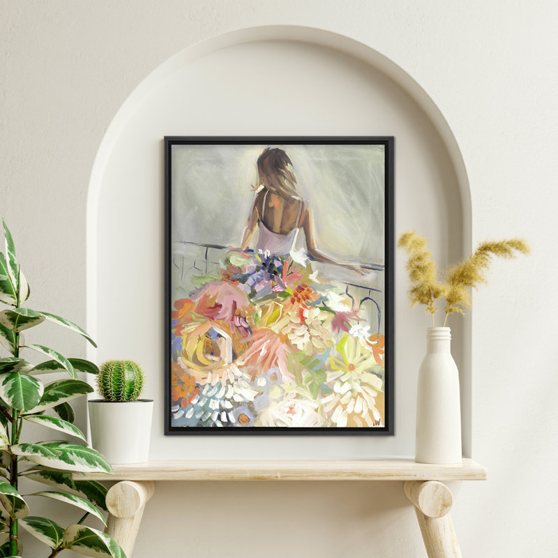 Nature Inspired Blossom Reverie: The Enigmatic Backdrop, 40" H x 30" W x 2.375" D, Black, Framed Canvas
