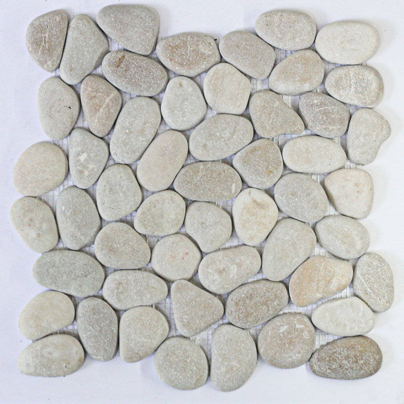 Kansas 12" x 12" Natural Stone Pebbles Mosaic Wall & Floor Tile, Tan