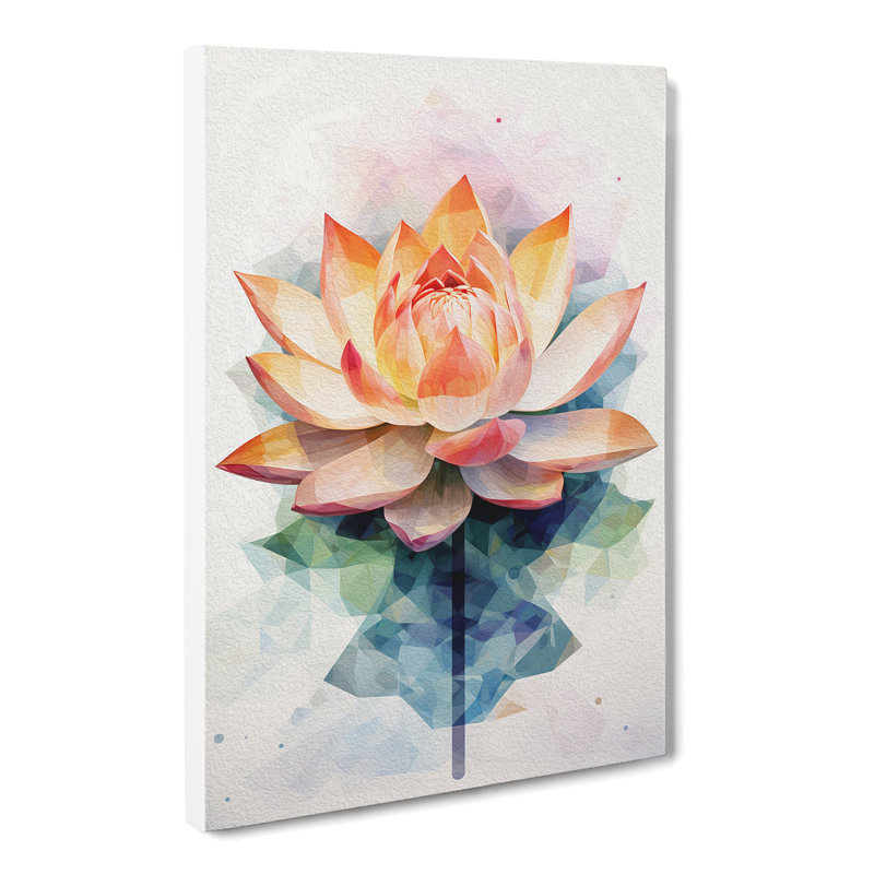 Lotus Flower Geometric No.2 - Wrapped Canvas, 60cm H x 40cm W x 3cm D