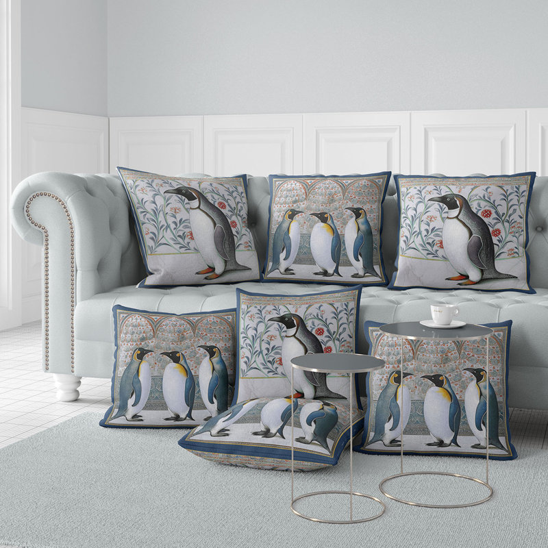 Coussin Penguin Paradise Flowers, 16 po x 16 po