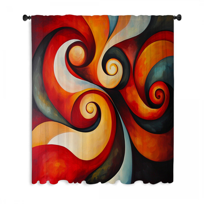 Swirls Window Curtains, Surreal Blockout & Sheer Curtains - 1 Panel, 50" W x 96" L