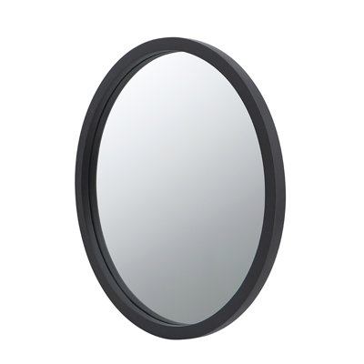 Circular Wall Mirror with Minimalist Design with Black Finish and Light Reflection