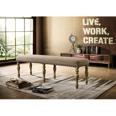 Banc rembourré en microfibre / microsuède de Mamers, banc de chambre avec garniture cloutée