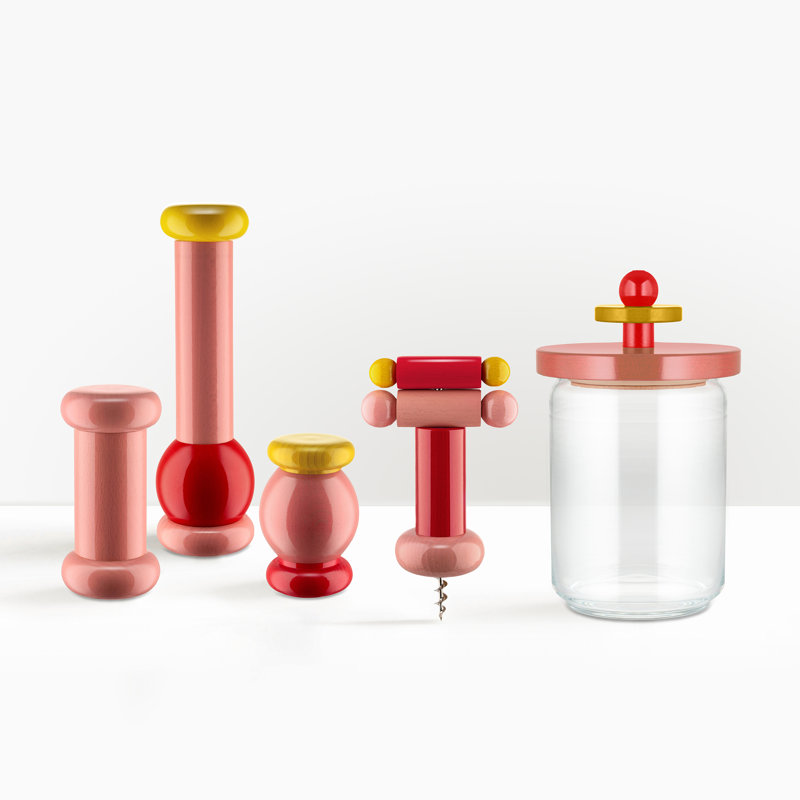 Beech Wood Pink Red Yellow Pepper Mill Grinder