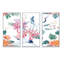 Oiseau grue avec fleurs - 3 pièces, reproduction sur toile-2111396105-2111396104