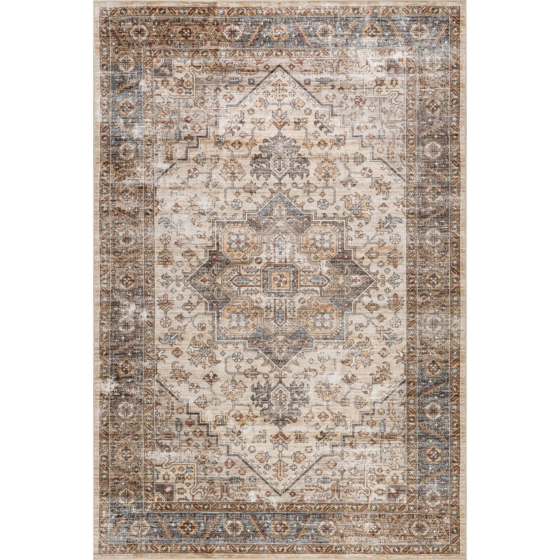 Purnima Medallion Spill Proof Machine Washable Area Rug, Rectangle 9' x 9'6"