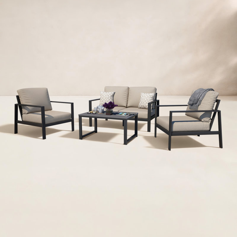 Townsend Sofa Seating Group with Sunbrella® Cushions, Cast Silver Sunbrella®, Gray