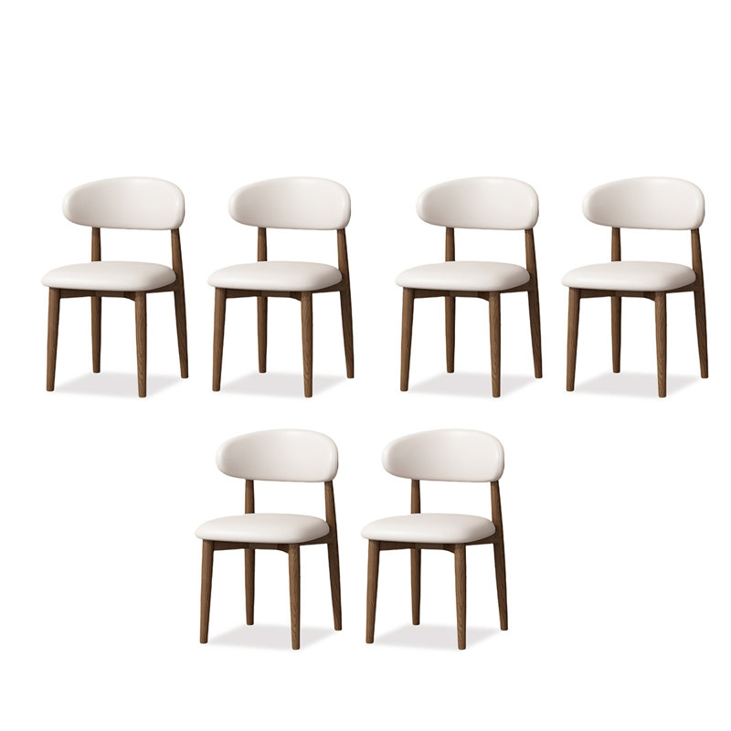 Ensemble de 6 chaises de salle à manger en frêne massif, revêtues de cuir microfibre, avec dossier incurvé, pour salle à manger et cuisine.