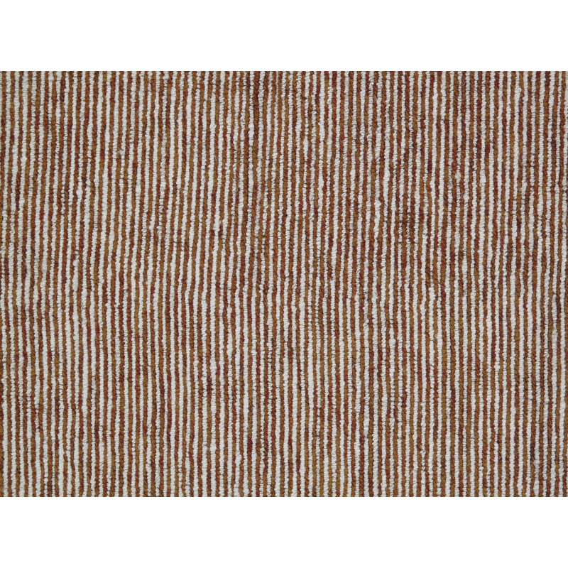 Tikka Striped Hand-Knotted Wool Brown Area Rug, Rectangle 8' x 10'