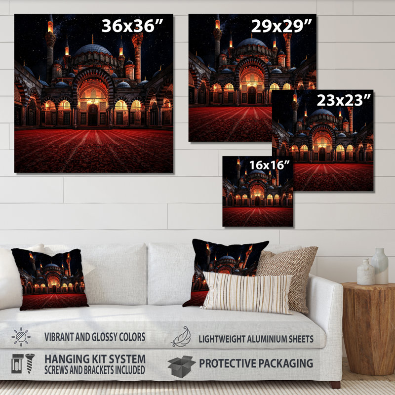 «Ottoman Mosques At Night», impression métallique traditionnelle, H 16 po x l 16 po x P 0,84 po