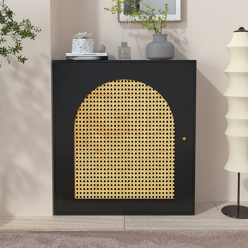 Console rectangulaire en bois manufacturé noir, H 43,31 po x l 39,37 po x P 11,81 po, Noir, Noir, Noir