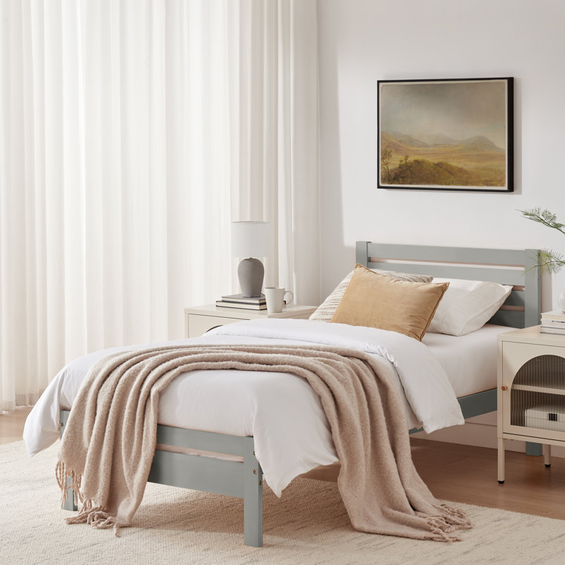 Aichele Solid Wood Bed, Light Grey