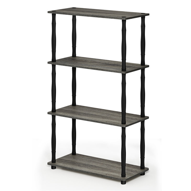 Hadriana 43.7" H x 23.6" W Plastic Etagere Bookcase, (4 Shelves) 43.25" H x 23.6" W x 11.6" D, French Oak/Black