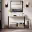 Console grise style ferme 102 cm – Table d'appoint étroite à deux niveaux avec tablette – Idéale pour l'entrée, le salon, le corridor, le hall d'entrée ou derrière un canapé – Installation facile – Grise