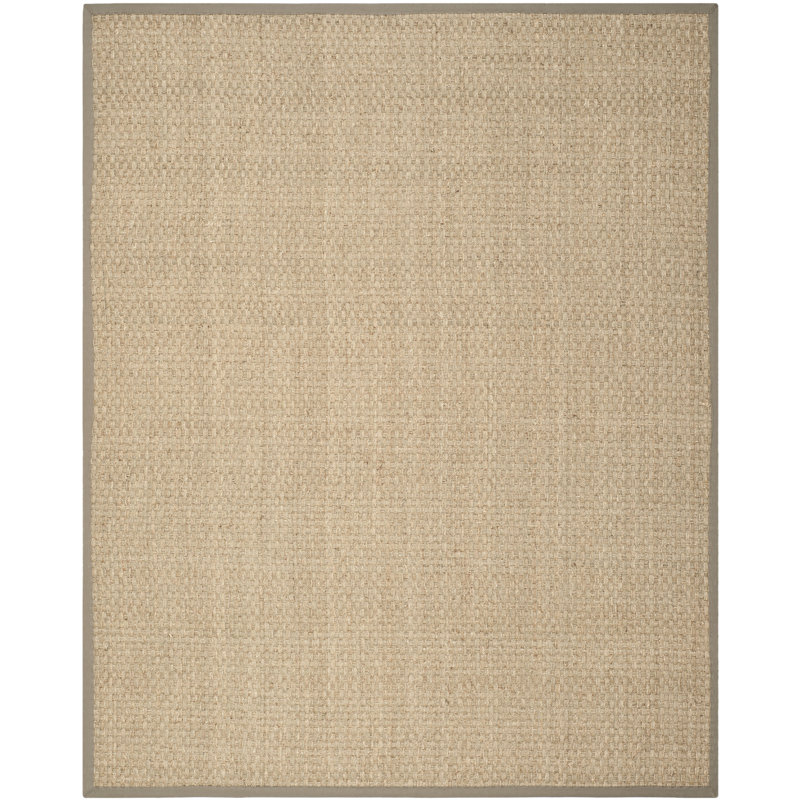 Auckland Bamboo Slat/Seagrass Natural/Gray Area Rug, Rectangle 6' x 9'