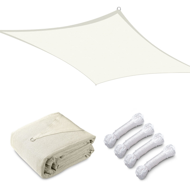 Off-White HDPE Rectangle Sun Shade Sail for Patio, 16' x 20'