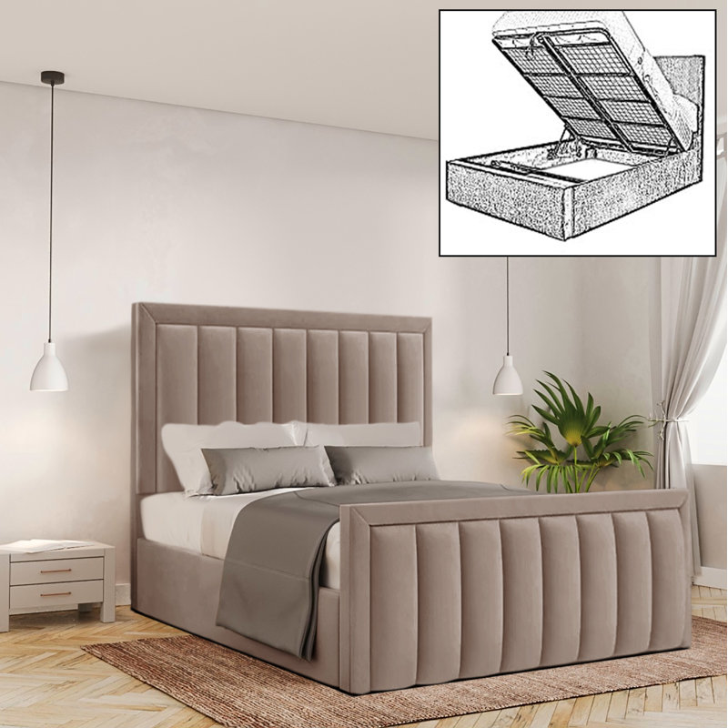 Bhopal Upholstered Ottoman Storage Bed, Super King (6'), Coffee